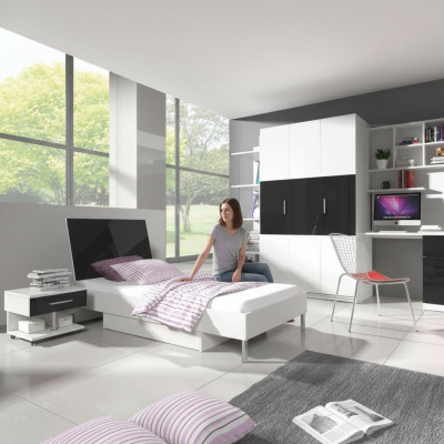 Children's room 2-piece set loft bed wardrobe high gloss youth room furniture new