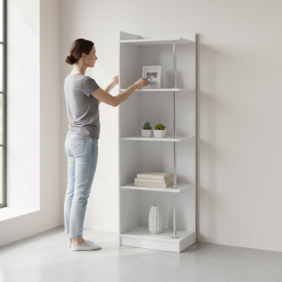 Regal Bookshelf Corner Cabinet Wardrobe Wood for Children's Room Youth Room White