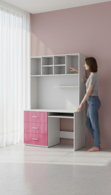 High Gloss Pink Desk Children's Room Teen Room Girls' Desks New