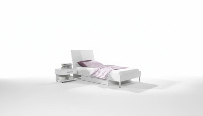 Bed + Nightstand - Bedroom Children's Room Furniture Beds White 2-piece Set