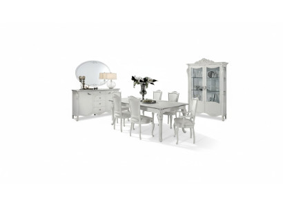 Dining room set, dining table, 6 chairs, sideboard, display cabinet, group, suite, Italian, 9 pieces.