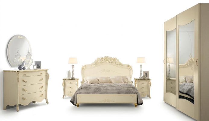 Bedroom set Bizzotto bed bedside table chest of drawers mirror wardrobe 5-piece.