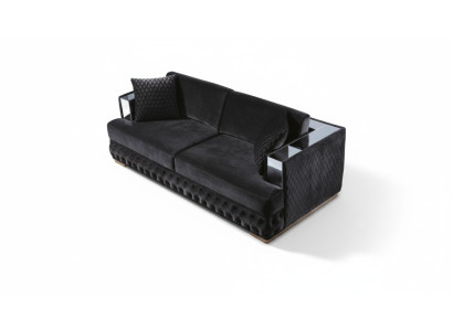 Three-seater Chesterfield couch black sofas textile leather sofa couches