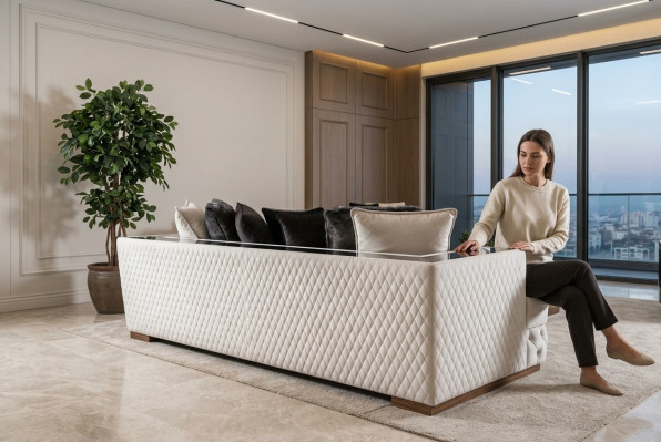 Sofa 3-seater white luxury living room classic Italian style
