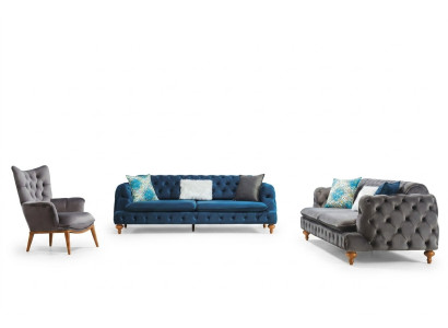 Armchair 1 Seater Grey Living Room Fabric Chesterfield Italian Style