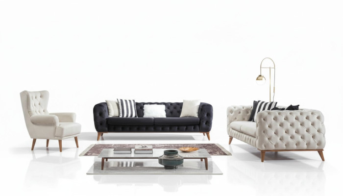 Sofa 3 seater white luxury furniture Chesterfield furniture Italian style