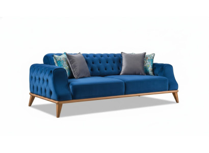 3-seater Sofa Blue Living Room Classic Chesterfield Elegant Style