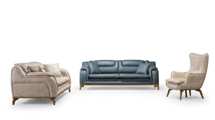 Beige Sofa 3-Seater Living Room Classic Design Chesterfield Elegant Style New