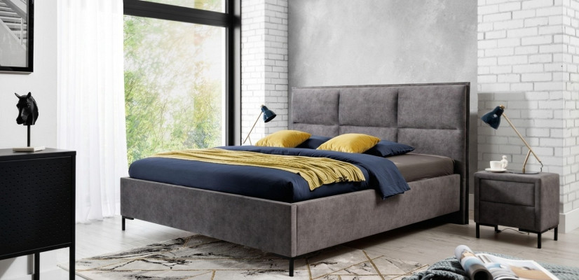 Bed, gray, bedroom, wood, furniture, textile, classical Art Deco style
