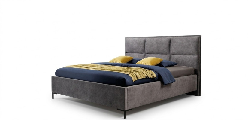 Bed, gray, bedroom, wood, furniture, textile, classical Art Deco style