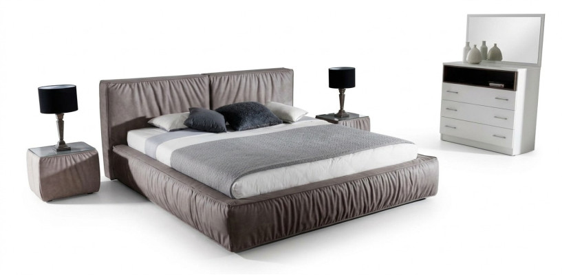 Bedroom set brown bed nightstand elegant design modern wood furniture 3-piece set