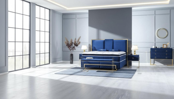 Bed Blue Metal Furniture Design Elegant Bedroom Furniture Luxury Modern New