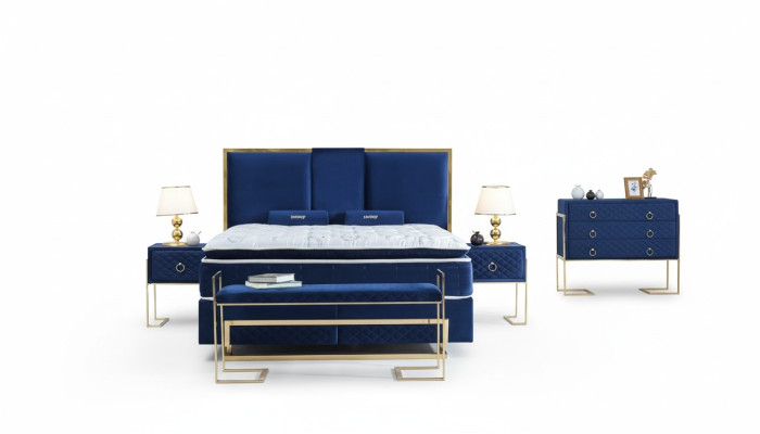 Bed Blue Metal Furniture Design Elegant Bedroom Furniture Luxury Modern New