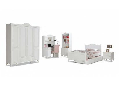 Children's room wood youth room bed modern design nightstand furniture new 2-piece set.