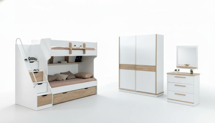 Design wardrobe with sliding doors, wardrobe, bedroom closets, wood, white, brown
