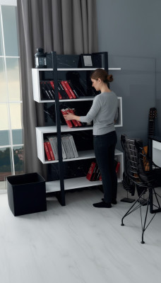 Bookshelf White Furniture Wood Metal Children's Room Shelving Design Modern Luxury New
