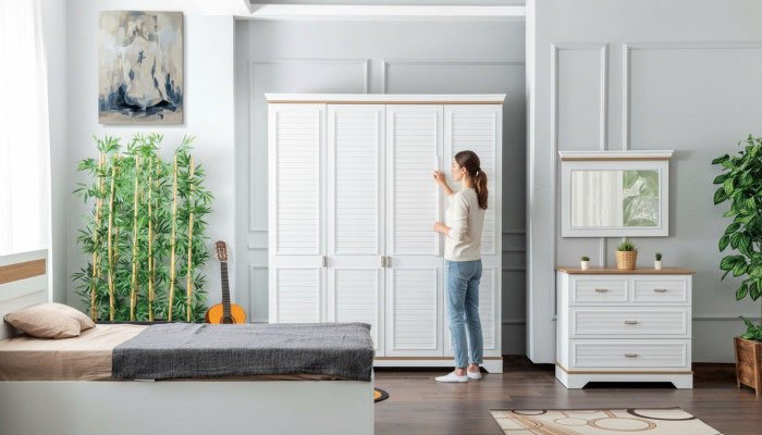 Children's room set chest of drawers mirror design modern furniture bedroom new 2-piece.