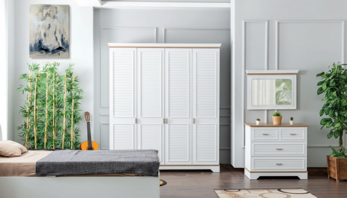 Children's room set chest of drawers mirror design modern furniture bedroom new 2-piece.
