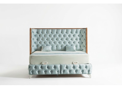Bedroom set white metal bed Chesterfield luxury style 2 nightstands 3 pieces.
