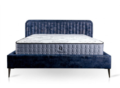 Bed Blue Double Bed Bedroom Wood Furniture Design Elegant Upholstery Fabric New