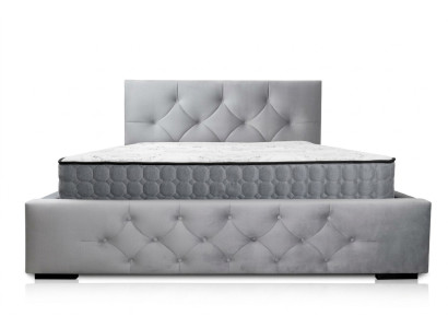 Bed White Modern Design Fabric Upholstered Bedroom Double Bed Wood Elegant New