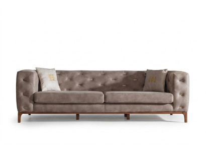 Sofa Couch 3-Seater Upholstered Living Room Couches Designer Furniture Taupe Luxury