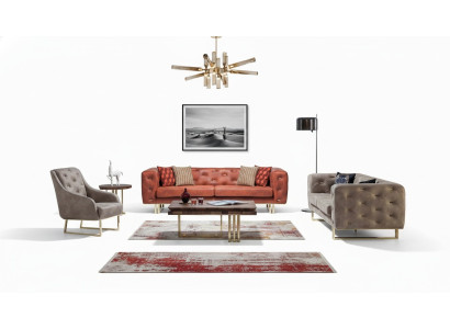 Chesterfield Colorful Couch Sofa Set Furniture Set 3+3+1 Group Textile