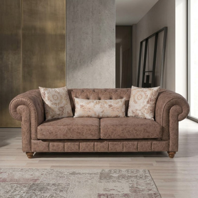 Stylish Brown Chesterfield Two-Seater Designer 2-Seater Sofa