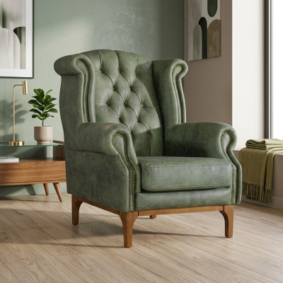 Green Chesterfield luxury armchair upholstered designer armchair
