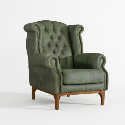 Green Chesterfield luxury armchair upholstered designer armchair