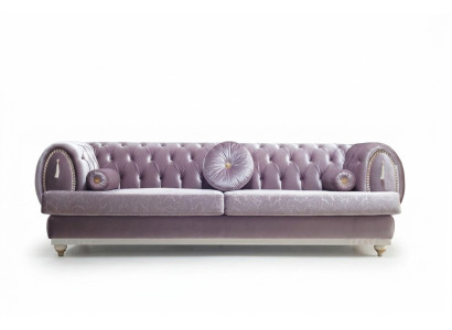 Lila Chesterfield Three-Seater Designer 3-Seater Upholstered Sofas Wooden Frame