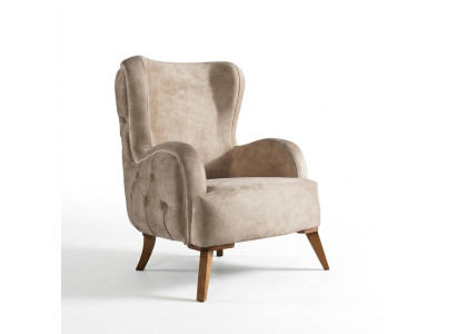 Textile Upholstered Armchair Couch Sofa Seat Luxury Colorful Relax Beige Chesterfield New