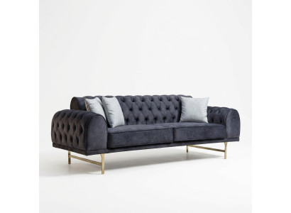 Blue three-seater luxury 3-seater couch living room 3-piece upholstered sofas