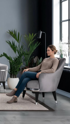 Armchair Single-Seater Sofas Living Room Textile Fabric Furniture Color Gray