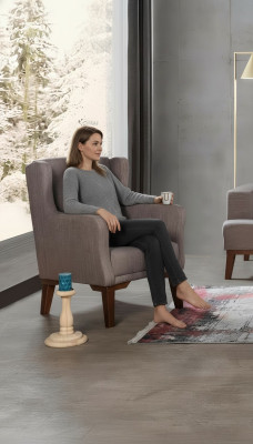 Armchair luxury upholstery furniture living room single-seater armchair textile new color brown