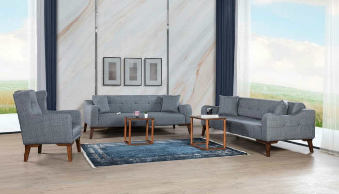 Sofa set 3+3+1 seat complete set sofa armchair textile 3 pcs