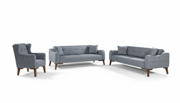 Sofa set 3+3+1 seat complete set sofa armchair textile 3 pcs