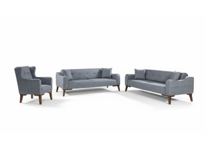 Sofa set 3+3+1 seat complete set sofa armchair textile 3 pcs