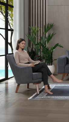 Design living room armchair single-seater modern gray upholstered furniture