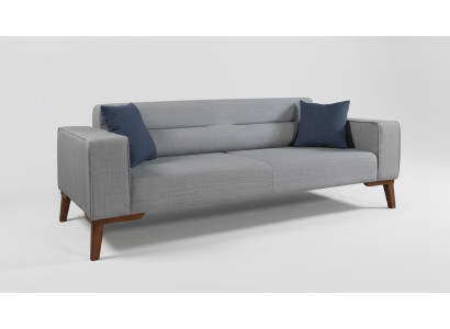Upholstered Seat Couch 3-Seater Gray Sofa Sofas Textile Fabric Three-Seater Fabric