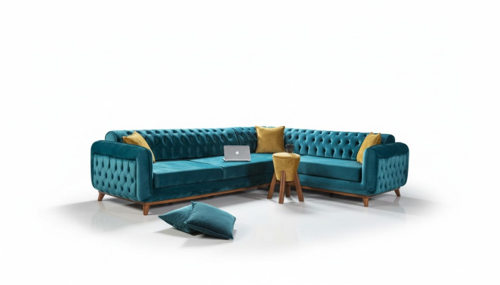 Corner sofa L-shape textile luxury sofa living landscape upholstered couch furniture