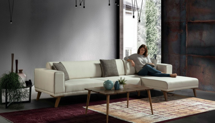 Corner sofa L-shape sofas couches corner couch upholstered furniture fabric white