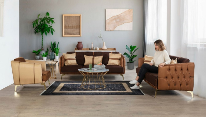 Sofa set Sofa Set 3+3+1 Seater Armchair Chesterfield Three-seater