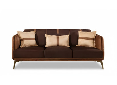 Three-seater sofa 3-seater sofas seating fabric modern style textile couches furniture brown
