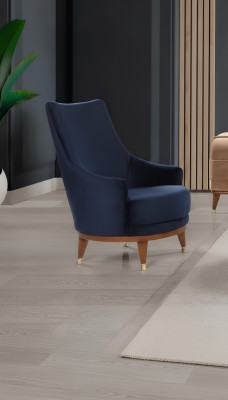 Modern armchair living room 1-seater designer lounge color blue wood