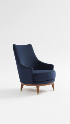 Modern armchair living room 1-seater designer lounge color blue wood