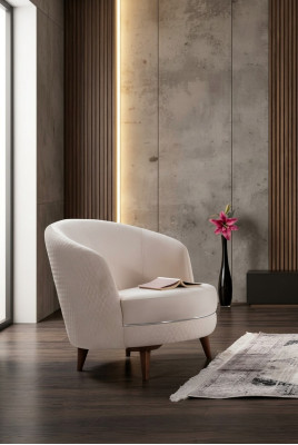 Beige elegant armchair single-seater design living room upholstered furniture