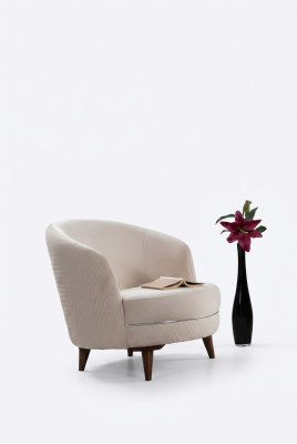 Beige elegant armchair single-seater design living room upholstered furniture