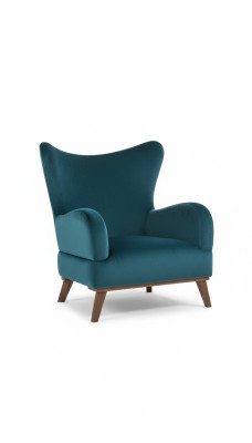Armchair 1-seater design living room upholstery wood modern turquoise