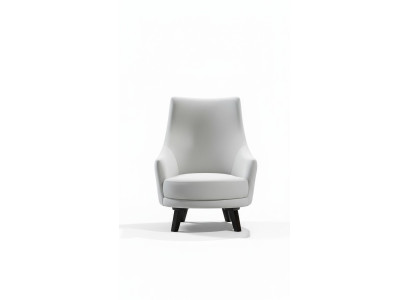 Modern living room armchair single-seater design wood color gray textile